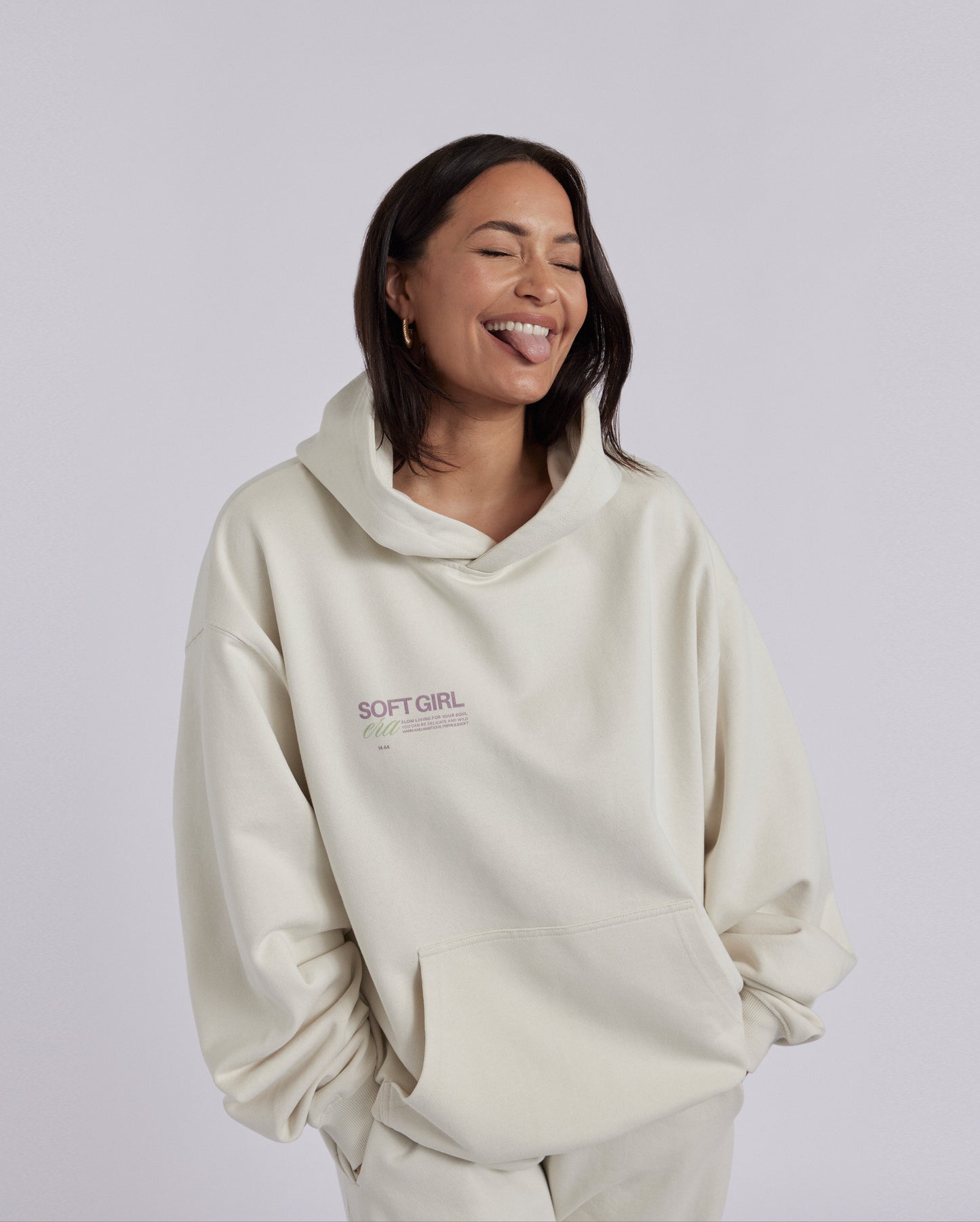 Oversized Hoodie, Vintage White, 'Soft Girl Era'