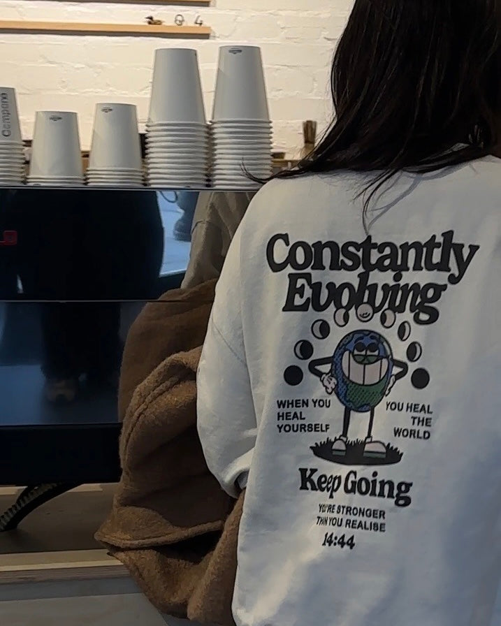 Oversized Sweater, Vintage White, 'Constantly Evolving'