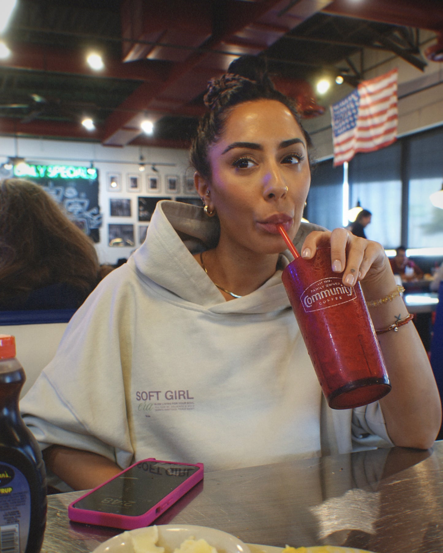 Oversized Hoodie, Vintage White, 'Soft Girl Era'
