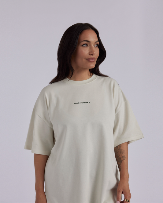 Oversized Tee, Vintage White,  'Don't Overthink it'