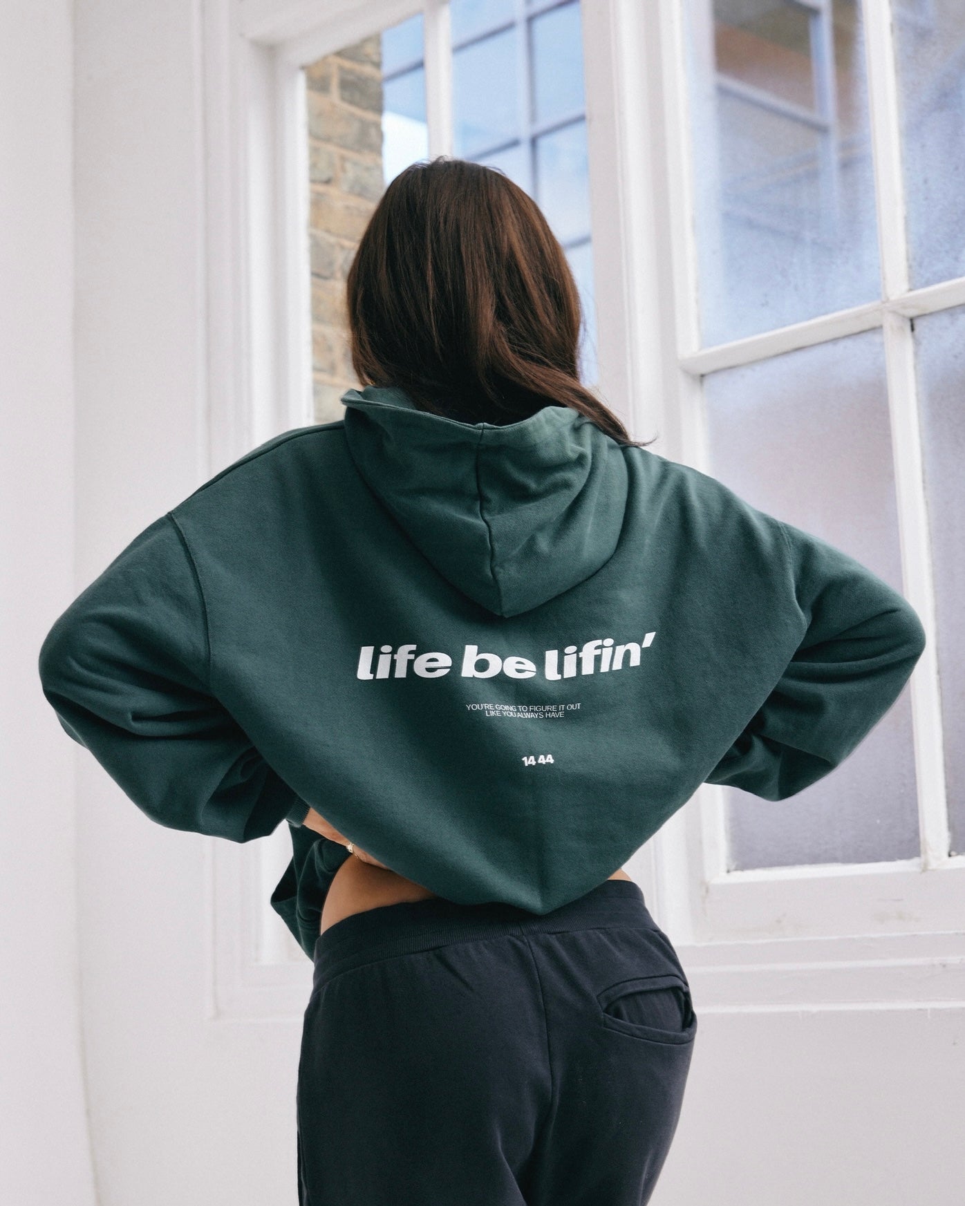 Oversized Hoodie, Wild Green, 'Life be lifin'